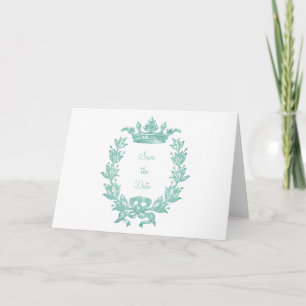 Cartão De Festividades Vintage Crown and Wreath Art - Turquoise