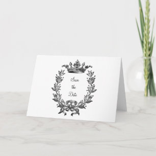 Cartão De Festividades Vintage Crown e Wreath Art