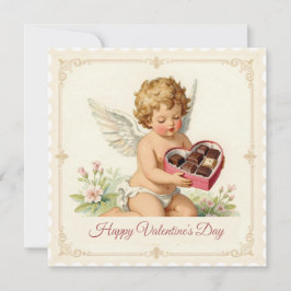 Cartão De Festividades Vintage Cupid – Valentine’s Day Stamp Style