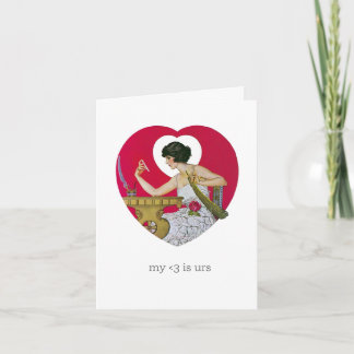 Cartão De Festividades Vintage deco girl with iPhone, valentine card