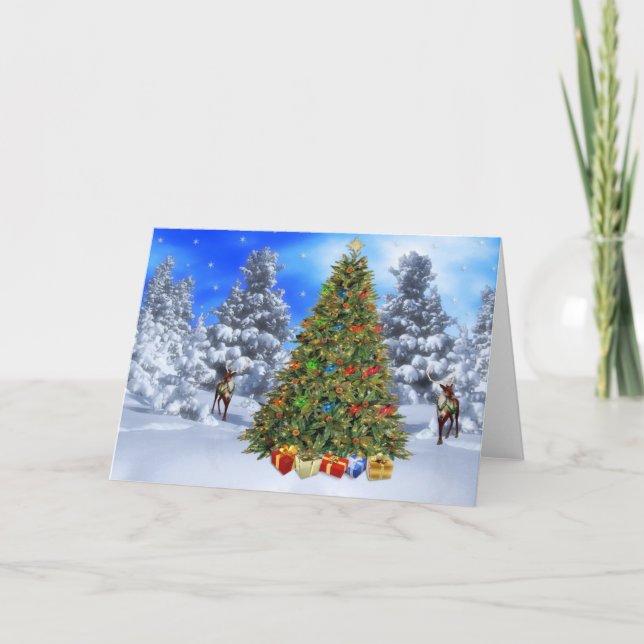 Cartão De Festividades Vintage Deer Christmas (Frente)