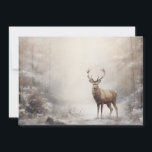 Cartão De Festividades Vintage Deer Forest Winter Snow Feliz Natal<br><div class="desc">Carteira de cartões de natal com a pintura de um grande buck/veado em uma floresta nevada. Personalizado no verso com sua mensagem e seu nome. Entre em contato comigo para obter assistência com sua personalização ou para solicitar outros produtos Zazzle correspondentes ou coordenadores.</div>