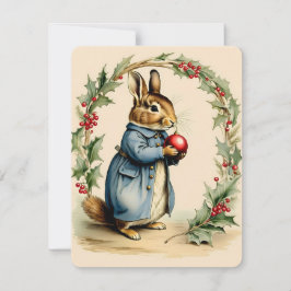 Cartão De Festividades vintage doce bunny christmas