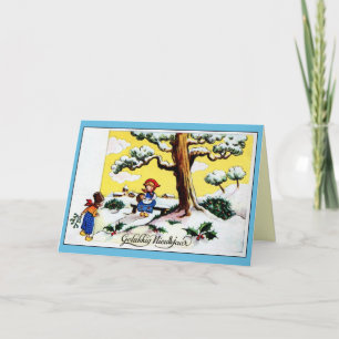 Cartão De Festividades Vintage Dutch Happy New Year cute children