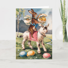 Cartão De Festividades Vintage Easter Bunny Card