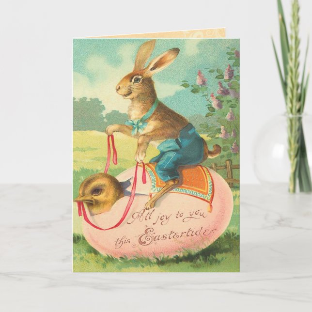 Cartão De Festividades Vintage Easter Bunny Card (Frente)