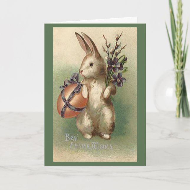 Cartão De Festividades Vintage Easter Bunny Card (Frente)