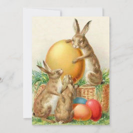 Cartão De Festividades Vintage Easter Bunny Easter Eggs