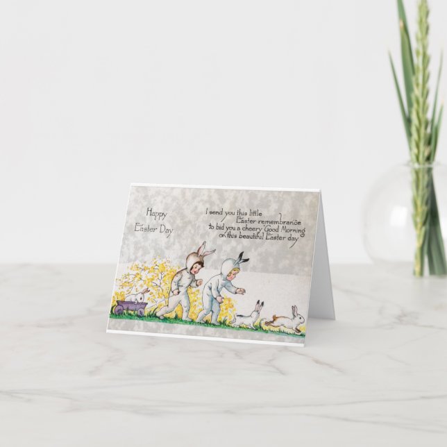 Cartão De Festividades Vintage Easter Greetings (Frente)