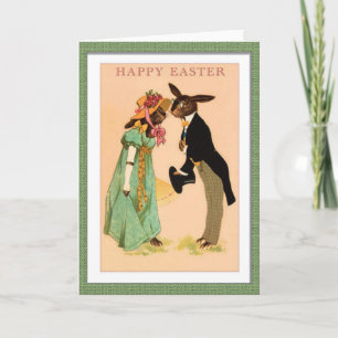 Cartão De Festividades Vintage Easter Rabbit Sweethearts