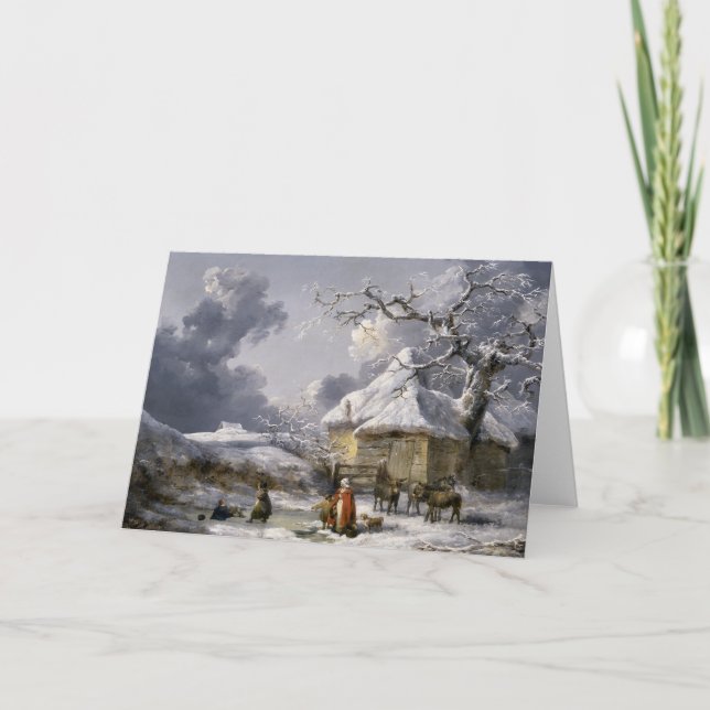 Cartão De Festividades Vintage English Winter Christmas scene (Frente)
