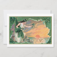 Vintage Erin's Isle Irish Maiden com Shamrocks