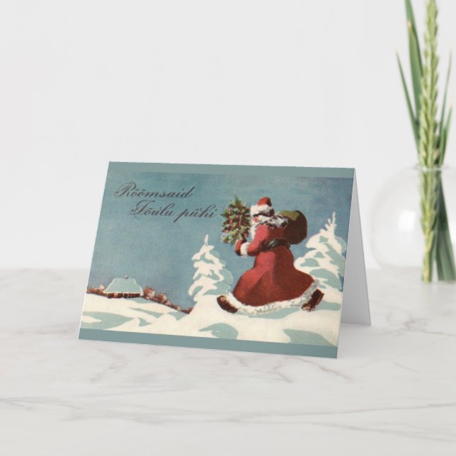 Cartão De Festividades Vintage Estonian Christmas Greeting Card (Frente)