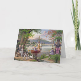 Cartão De Festividades Vintage Family Life Painting