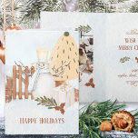 Cartão De Festividades Vintage Family Name One Photo Christmas Watercolor<br><div class="desc">Com elementos editáveis, você pode personalizar o belo bonitão de neve de inverno e o cartão d'água da árvore de Natal. Você edita ou remove as imagens, o texto e os elementos de design do espaço reservado, conforme desejar. Feliz Feriados! Envie-nos uma caixa de correio se quiser que este design...</div>