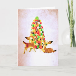 Cartão De Festividades Vintage Fawns by Gumdrop Tree
