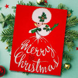 Cartão De Festividades Vintage Felry Christmas Girl<br><div class="desc">Vintage Feliz Cartão de Férias de Natal.</div>