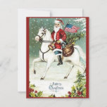 Cartão De Festividades Vintage Felry Natal Patriótico Papai Noel<br><div class="desc">Vintage Feliz Natal Cartões de natal do Pai Natal Patriótico.</div>