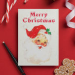 Cartão De Festividades Vintage Festive Santa Claus Natal<br><div class="desc">Esta design foi criada através da arte digital. Pode ser personalizada na área fornecida pela alteração da foto e/ou do texto. Ou pode ser personalizado escolhendo o clique para personalizar outra opção e excluir ou alterar a cor do plano de fundo, adicionar texto, alterar a cor ou o estilo do...</div>