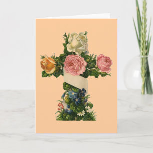 Cartão De Festividades Vintage Floral Cross