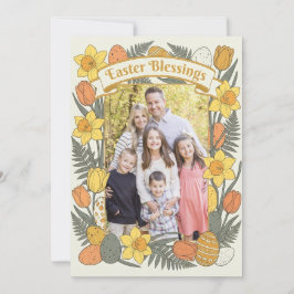 Cartão De Festividades Vintage Floral Easter Blessings Greeting Card