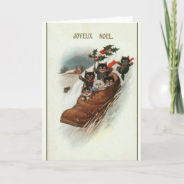 Cartão De Festividades Vintage French Cats Christmas Greeting Card