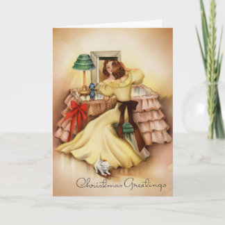Cartão De Festividades Vintage Girl