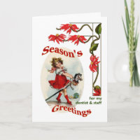 Vintage Girl Seasons Greetings Dentist & Staff