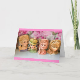 Cartão De Festividades Vintage Glamor Lady Girl Head Vaca Todas Ocasiões