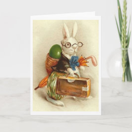 Cartão De Festividades Vintage Golfer Easter Bunny! Vintage Easter Card