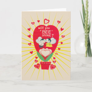 Cartão De Festividades Vintage Greeting Card Valentine will you Bee mine