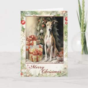 Cartão De Festividades Vintage Greyhound Natal