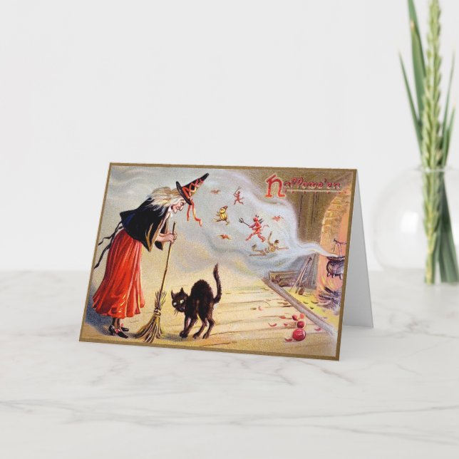 Cartão De Festividades Vintage Halloween Witcard (Frente)