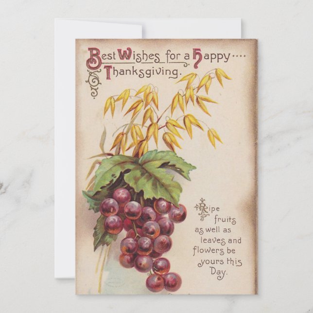 Cartão De Festividades Vintage Happy Graças (Frente)