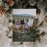 Cartão De Festividades Vintage Happy Holidays Vertical - Foto de Natal<br><div class="desc">Diversão e Cartões de foto de Natal festivo com fonte vintage com espiral que diz "feriados felizes" com estrelas ao redor. Adicione sua foto de família.</div>