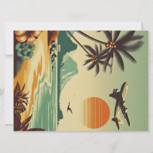 Cartão De Festividades Vintage Hawaii/Tropical