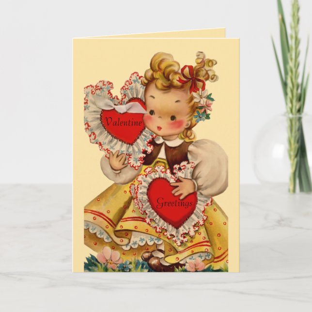 Cartão De Festividades Vintage Hearts Sweetheart (Frente)