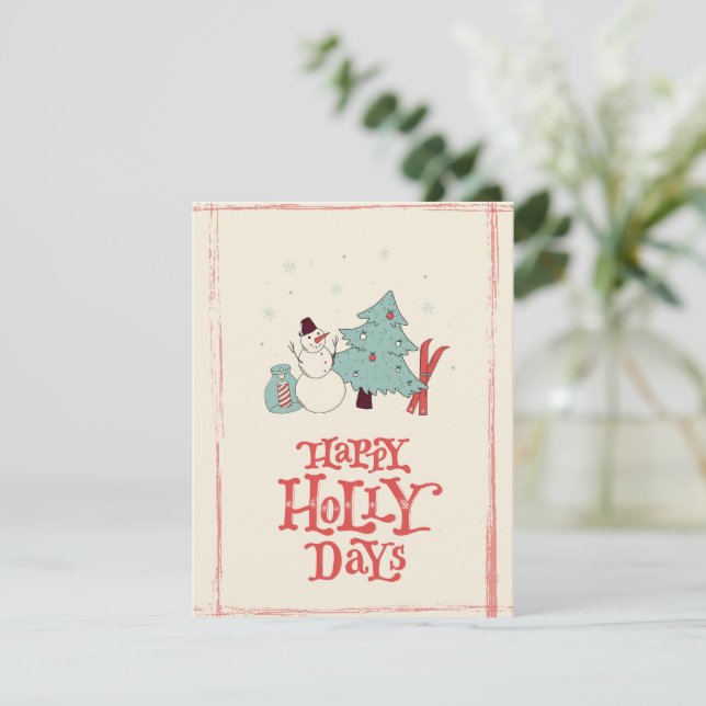 Cartão De Festividades Vintage Holiday Card (Em pé/Frente)