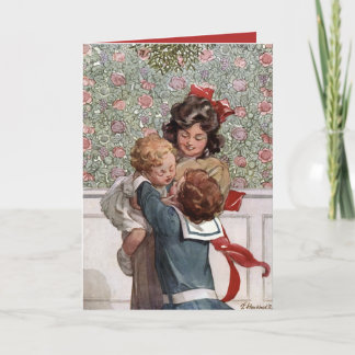 Cartão De Festividades Vintage Holiday Mistletoje Lilian Hocknell