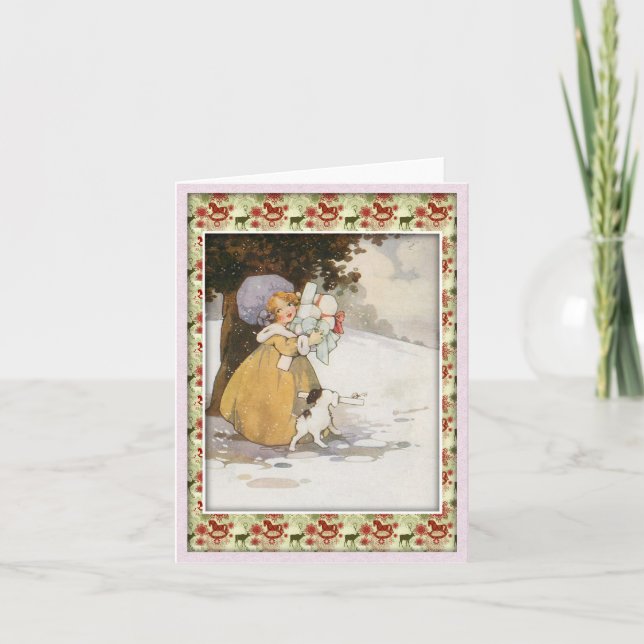Cartão De Festividades Vintage Holiday Scene (Frente)