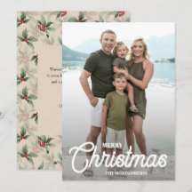 Vintage Holly Berries Feliz Foto de Natal