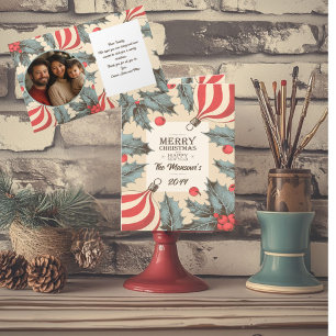 Cartão De Festividades Vintage Holly Dobrado
