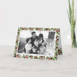 Cartão De Festividades Vintage Holly Frame Photo Greeting Card