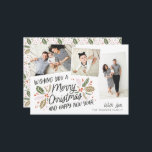 Cartão De Festividades Vintage Holly Tilted Snapshot 3-Photo Christmas<br><div class="desc">Este cartão com fotos festivo e chic apresenta nossa folhagem original de inverno desenhada à mão com uma doce tipografia em cores vibrantes e fotos inclinadas com bordas coloridas. As costas vêm com um padrão correspondente para um toque especial extra.</div>