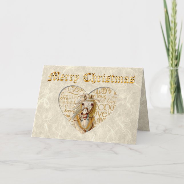 Cartão De Festividades Vintage Horse Christmas (Frente)