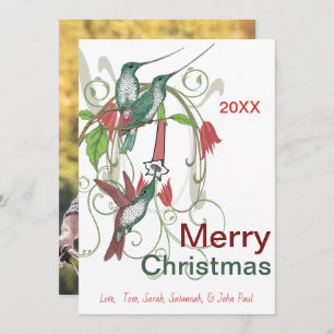 Cartão De Festividades Vintage Hummingbird Feliz Natal