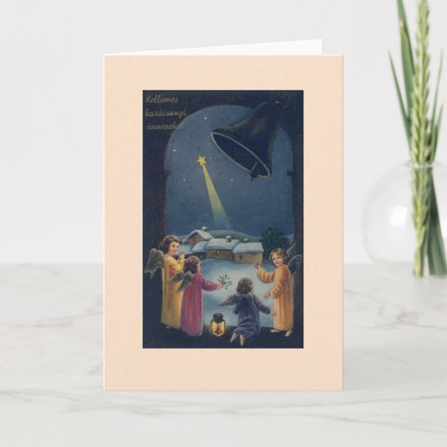 Cartão De Festividades Vintage Hungarian Angels Christmas Card (Frente)
