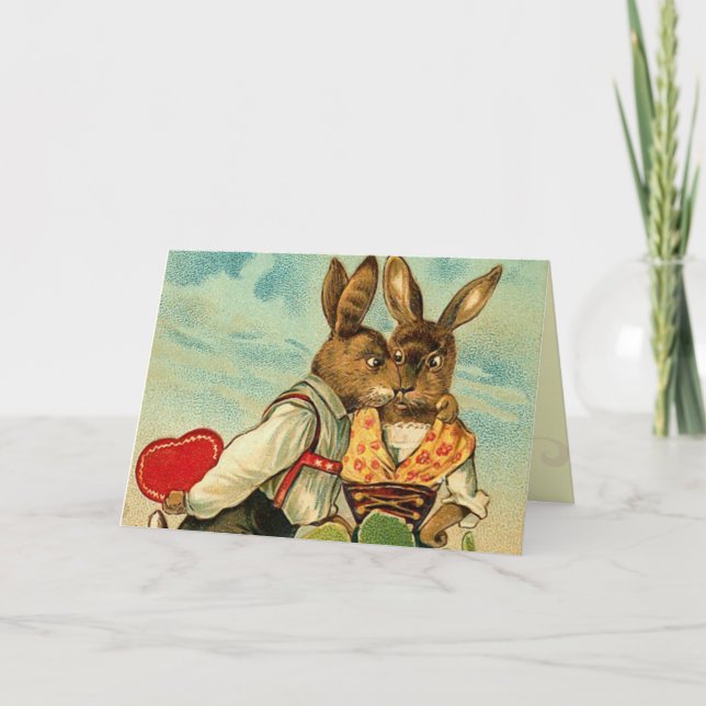 Cartão De Festividades Vintage Hunny Bunny Card (Frente)