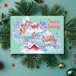 Cartão De Festividades Vintage Ice Skating Winter Scense Christmas<br><div class="desc">Capturar o encanto de uma era passada com este cartão de Natal de cor d'água inspirado na vintagem, com uma cena serena de inverno de famílias que patinam no gelo num lago congelado. As matizes suaves e os pincéis delicados evocam nostalgia e calor sazonal, fazer a forma perfeita de enviar...</div>
