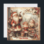 Cartão De Festividades Vintage - Ilustração retrorativa clássica Santa Cl<br><div class="desc">Vintage - ilustração retrorreflectora clássica Santa Claus Cartões de natal de Saudação de Natal, </div>